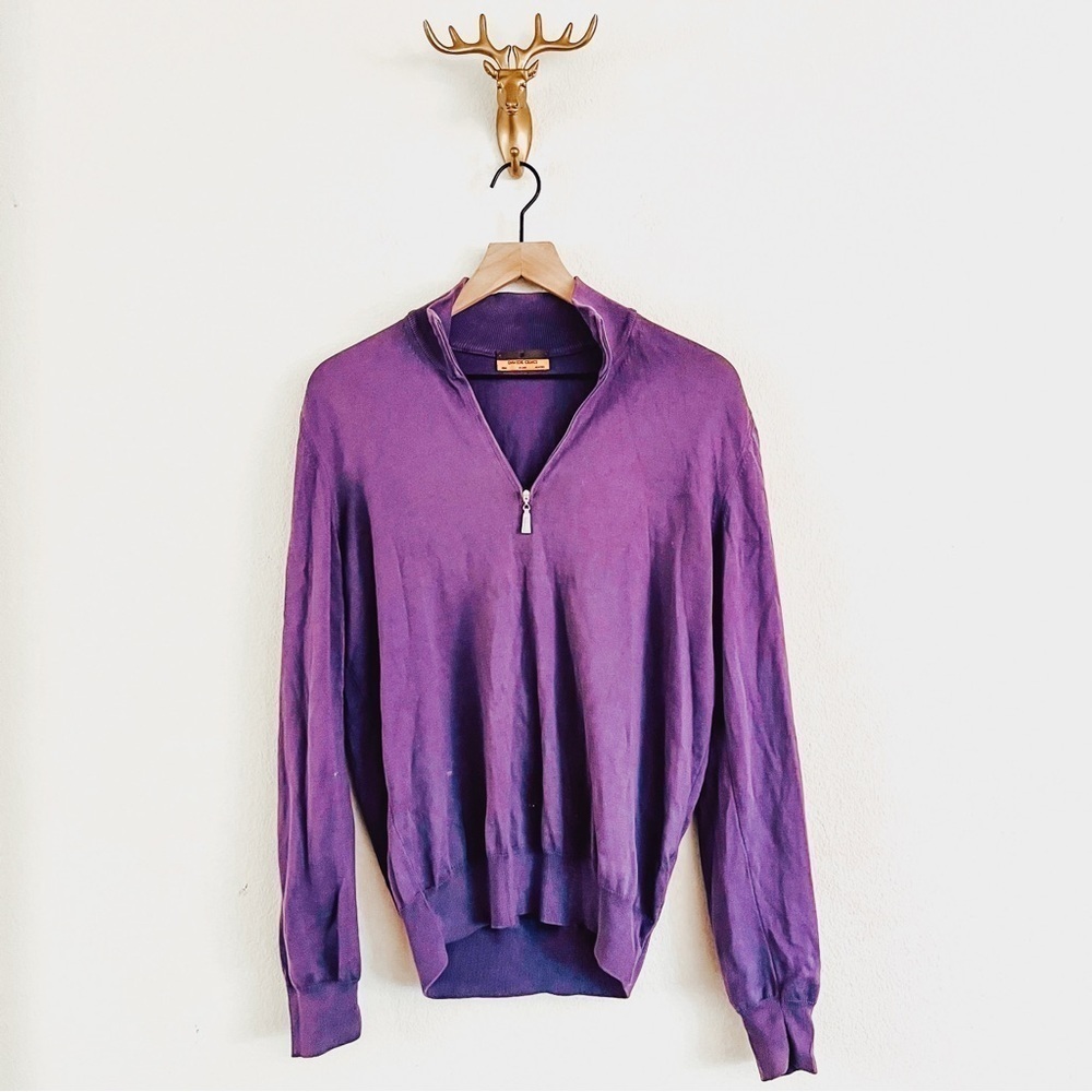Davide Cenci Men's Purple 1/4 Zip Pullover Sweater Size 52/Large
